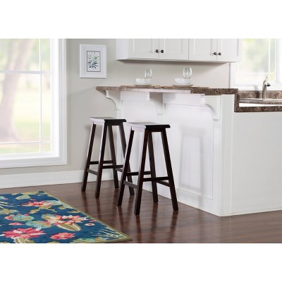 Transitional 29" Saddle Seat Dark Brown Wooden Stool