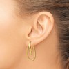 Black Bow Jewelry Polished and Textured 14k Yellow Gold Bent Double Hoop Earrings, 32mm - 3 of 4