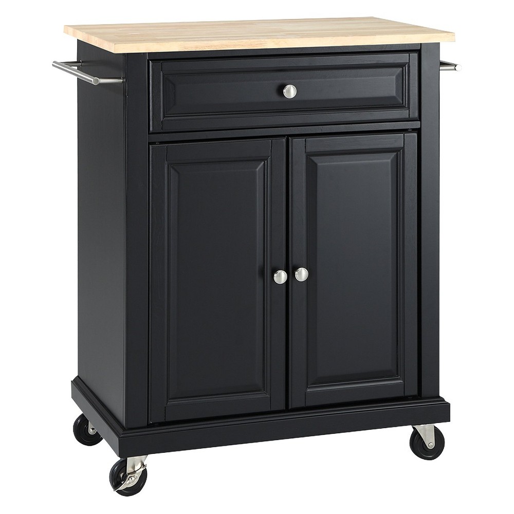 Photos - Other Furniture Crosley Wood Top Portable Kitchen Cart Wood/Black  