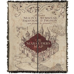 Harry Potter Folded Map Blanket 50"x60" Woven Tapestry - 1 of 4