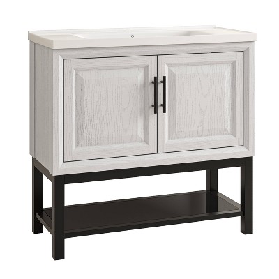 Festivo Modern White and Black Ceramic Single Sink Vanity