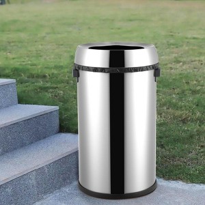 65L  Heavy Duty Outdoor Trash Can, Stainless Steel 430 Material, Round Lid, Non-Slip Base with PP Injection Molded, TPR Anti-Slip Pads - 1 of 4