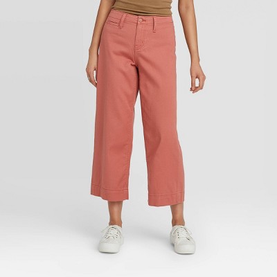 wide leg high rise cropped pants