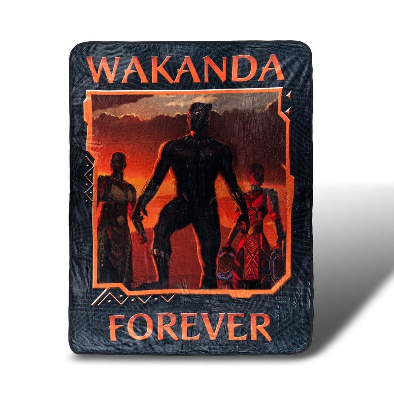 Surreal Entertainment Black Panther Wakanda Forever Lightweight Fleece Throw Blanket | 45 x 60 inches, 1 of 8