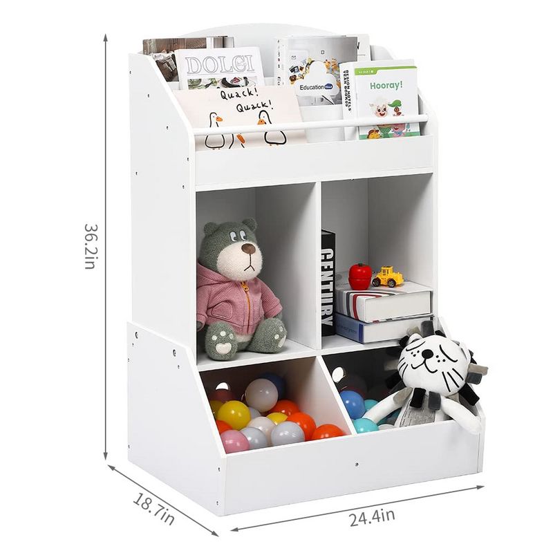 WhizMax Bookshelf Toy Storage Organizer with Multiple Shelves and Bins, Durable and Safe for Kids' Toys and Accessories, 3 of 8