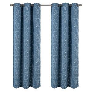RT Designer Collection Luciana Embroidered Blackout Luxurious Decorative Grommet Curtain Panel Wedgwood - 1 of 4