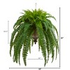 Nearly Natural 39-in Boston Fern Artificial Plant in Metal Hanging Bowl - 2 of 2