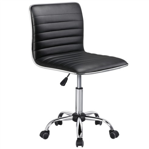 YOUTASTE Office Chair Modern Armless Desk Chair with Wheels, Adjustable Swivel Rolling Computer Task Chair, Faux Leather Sewing Chairs, Ergonomics