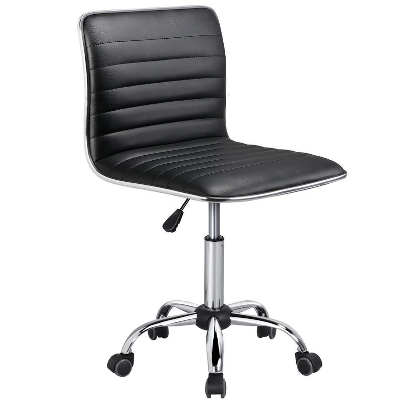Yaheetech PU Leather Armless Office Chair Desk Chair with Wheels, 1 of 17