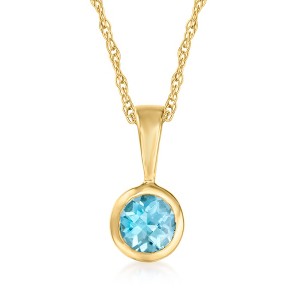 Pure Collection by Ross-Simons 0.22 Carat Swiss Blue Topaz Pendant Necklace in 14kt Yellow Gold - 1 of 4