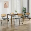 TYBOATLE Dining Chairs Set of 2, Mid-Century Modern Rattan Back Chairs with Black Faux Leather, Metal Legs, Boho Cane Chairs for Dining Room - 4 of 4