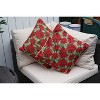 Signare USA Xmas Poinsettias Pillowcase Cushion Cover 18x18 Inch - 4 of 4