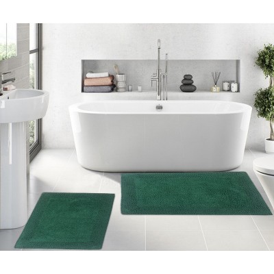 Home Weavers Luxury Collection 100% Cotton Tufted Bathroom Rug Set, Non-Slip Latex Bath Rug Set