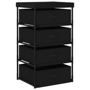 vidaXL Storage Rack with 4 Fabric Baskets Steel Black - 1 of 4