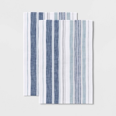 Hand Woven Striped Kitchen Towels | Stormy Blues