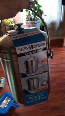 1.3 Gallon Stainless Steel Compost Bin with Lid By Inter Design