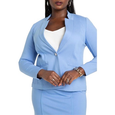 ELOQUII Women's Plus Size 9-To-5 Stretch Work Blazer, 24 - Cornflower Blue