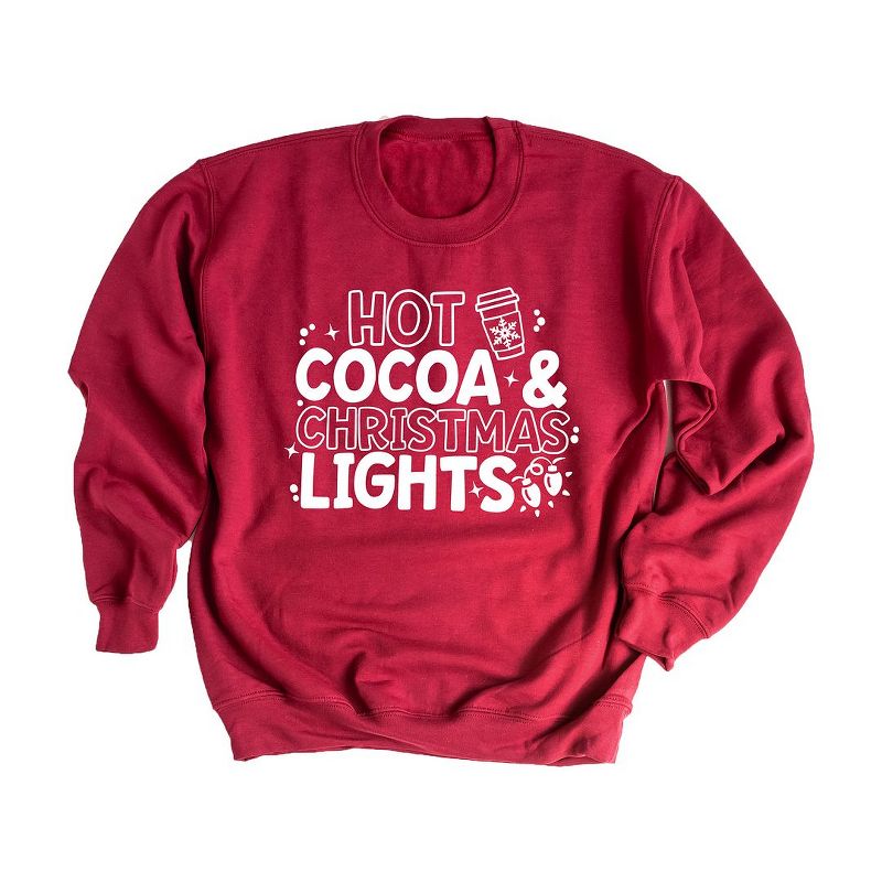 Simply Sage Market Women's Graphic Sweatshirt Hot Cocoa and Christmas Lights, 1 of 4