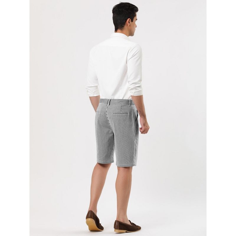 Lars Amadeus Men's Summer Stripe Slim Fit Flat Front Chino Shorts, 5 of 8