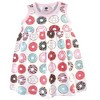 Hudson Baby Infant and Toddler Girl Cotton Dress and Cardigan 2pc Set, Donuts - 4 of 4