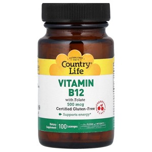 Country Life Vitamin B12 with Folate, Cherry, 100 Lozenges - 1 of 2
