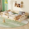 CAVINAS Twin/Full Size Montessori Bed Frame with High Fence,Modern Floor Bed for Kids Room,Bedroom - 3 of 4