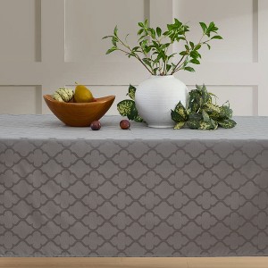 HLC.ME Modena Jacquard Fabric Lattice Tablecloth, Water, Fade, Wrinkle and Stain Resistant Table Cloth - 1 of 4