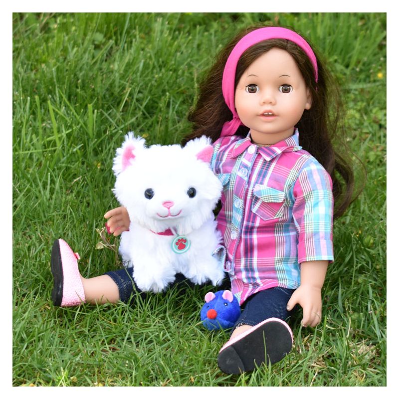 Sophia’s White Plush Kitty Cat and Accessories Set for 18" Dolls, 3 of 9