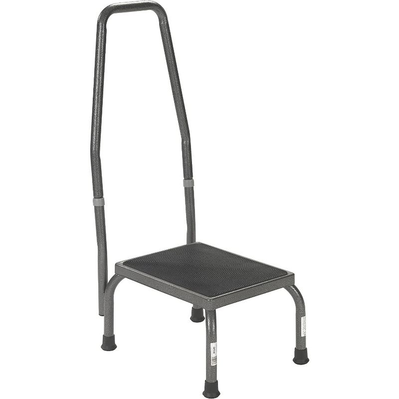 Drive Medical Bariatric Step Stool with Handrail, Silver Vein, 1 of 4