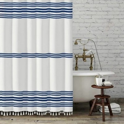 LunaLulinlk Blue Shower Curtain with Tassel for Bathroom Decor