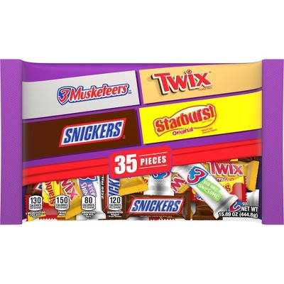 Twix, Snickers, 3 Musketeers, Starburst Halloween Candy Variety Pack Fun Size - 15.69oz/35ct