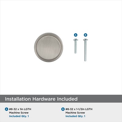 Satin Nickel Round Cabinet Knob with Mounting Hardware