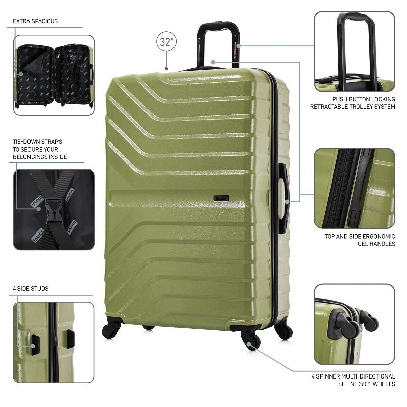 InUSA Aurum Lightweight Hardside Extra Large Spinner Luggage - Green, 4 of 17