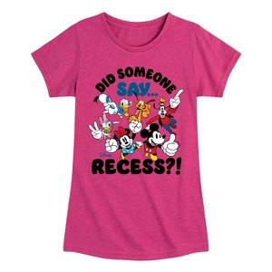 Girls' - Disney - Mickey Minnie Donald Goofy Daisy Pluto Recess Fitted Short Sleeve Graphic T-Shirt - 1 of 4