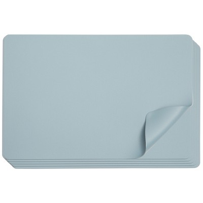 Juvale Set of 6 Blue Faux Leather Placemats for Dining Table, 17.75 x 11.75 Inches - Durable, Stylish, and Easy to Clean