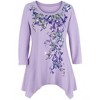 Collections Etc Hummingbird Garden Sequin Details Sharkbite Tunic - 3 of 4