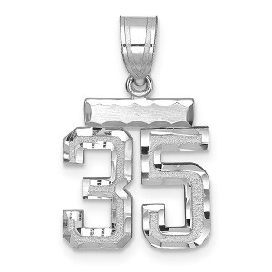Black Bow Jewelry 14k White Gold, Varsity Collection, Small D/C Pendant, Number 35 - 1 of 3