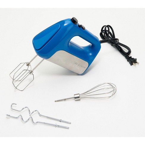 Blue Jean Chef Variable Speed Hand Mixer with Dough Hooks and Whisk Refurbished Blue