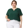 Agnes Orinda Women's Plus Size Pin Dots Notched V-Neck Dressy Trendy Fashion Casual Summer Blouses - 3 of 4