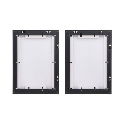 Set of 2 Gold and Gray Abstract Acrylic Wall Art with Black Frame