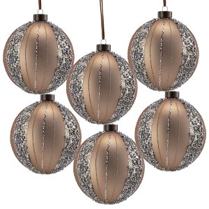Whisen D3.9" Christmas Ball Ornaments, Glass Decorative Hanging Ball Christmas Tree Ornaments, Set of 6 - 1 of 4
