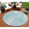 Aqua Teal Blue And Silver Patchwork Washable Indoor Outdoor Area Rug - 2 of 4
