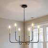 DORESshop 26 in. 6-Light Black and Gold Farmhouse Chandelier ¨C Adjustable Industrial Fixture for Dining Room, Bedroom and Foyer - 4 of 4