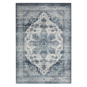 Luxury Pearl Velvet Persian Flower Rug, Foldable & Washable, Non-Slip, Kid & Pet Friendly, Durable Edges for Busy Areas - 1 of 4