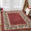 Christmas Washable Area Rug, Non Slip Checkered Low Pile Carpet with Pine Cones, Foldable Soft Floor Mat for Living Room Bedroom Holiday - 2 of 4