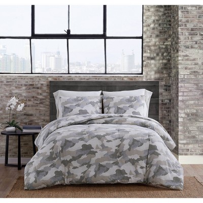 Full/Queen 3pc Garment Washed Camo Duvet Cover Set Neutral - Sean John