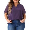 Agnes Orinda Women's Plus Size Pin Dots Notched V-Neck Dressy Trendy Fashion Casual Summer Blouses - 2 of 4