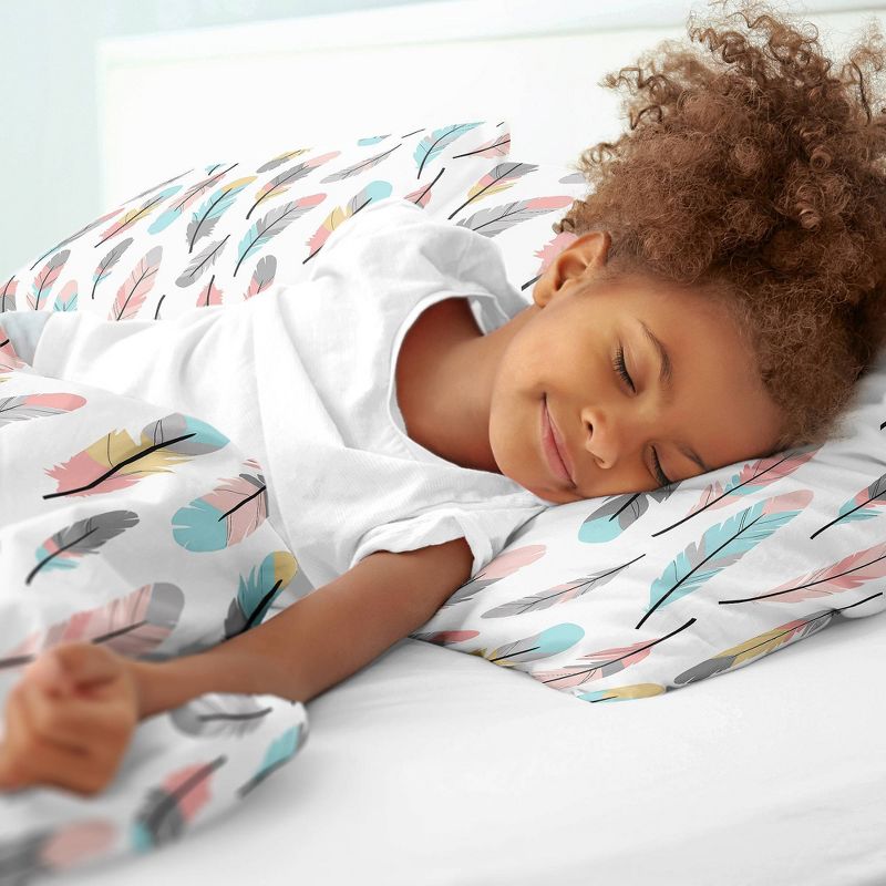 Twin Feather Kids&#39; Comforter Set Gray/Coral - Sweet Jojo Designs, 5 of 9