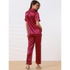 cheibear Women's Buton Down Sleepwear with Pants Nightwear Lounge Pajama Set 2 Pcs - 3 of 4