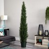 Nearly Natural 7-ft Mini Cedar Pine Tree with 3614 Tips in 12-in Pot (Two Tone Green) - 4 of 4